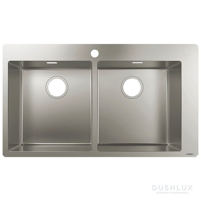 Фото Hansgrohe SilicaTec S711-F765 Кухонная мойка 50x86,5x19 см, 2 чаши, цвет: под сталь