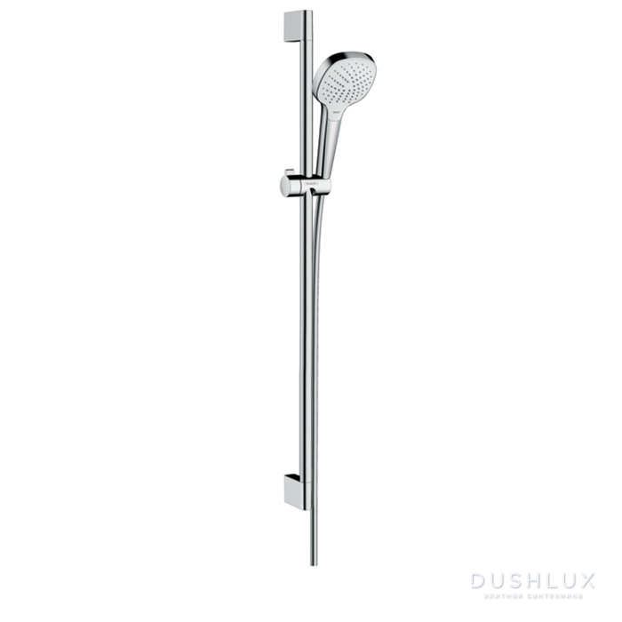 Фото Hansgrohe Croma Select E Vario Душевой набор: штанга 900mm, ручной душ 110, 3jet (Rain, IntenseRain, Turbo Rain), шланг, цвет: белый/хром