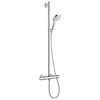 Hansgrohe Croma Select S Душевая система  SemiPipe Multi:  ручной душ, термостат для душа, штанга для душа, держатель для душа, цвет: белый/хром