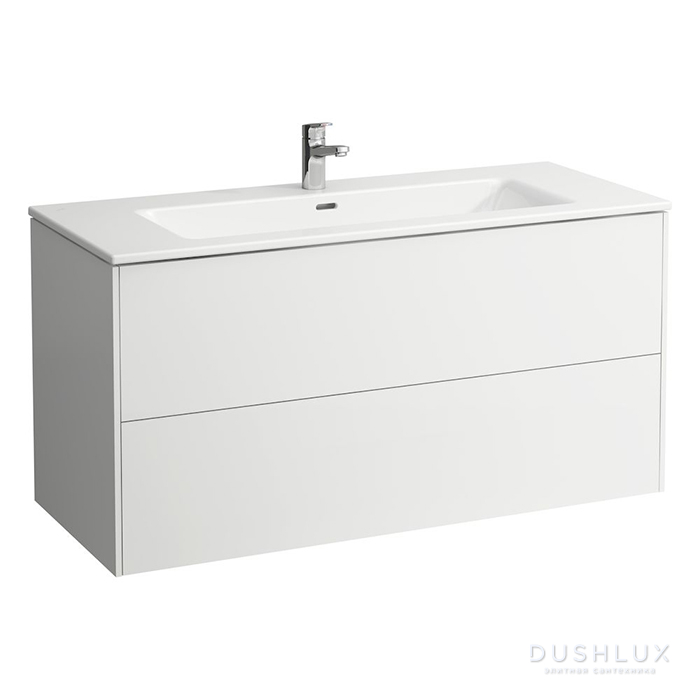 Фото Laufen Pro Тумба с раковиной 120х50х61см, подвесная, с 1 отв., с 2 ящиками, с механизмом push-and-pull, цвет: белый глянцевый