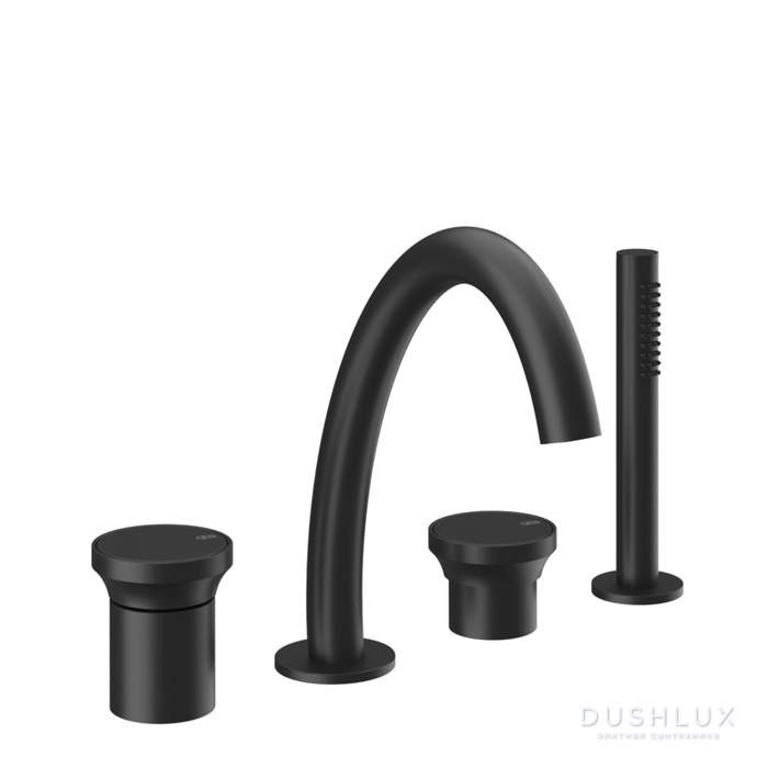Фото Gessi Origini Смеситель для ванны, 4 отв., с ручной лейкой, цвет: Black XL