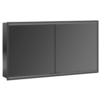 EMCO Prime2 Зеркальный шкаф 130x70см., с подсветкой, встраиваемый, 2 двери, 2 полки, розетка, цвет: черный