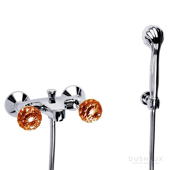 Фото Jorger Florale Crystal Смеситель для ванны и душа, цвет: хром/amber