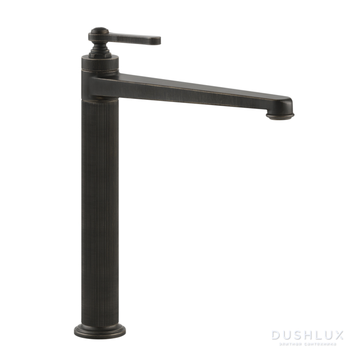Фото Gessi Venti20 Смеситель для раковины, на 1 отв., высокий, с донным клапаном, цвет: Aged Bronze