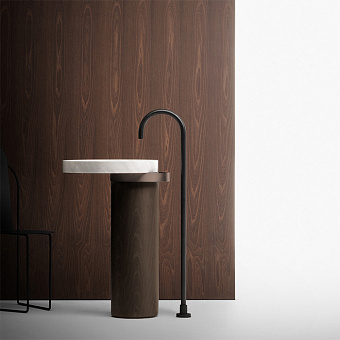 Falper Eccentrico trico Раковина 63x56x90 см, без отв., напольная, мраморная Carrara, полотенцедержатель матовая медь, цвет: обожженный орех