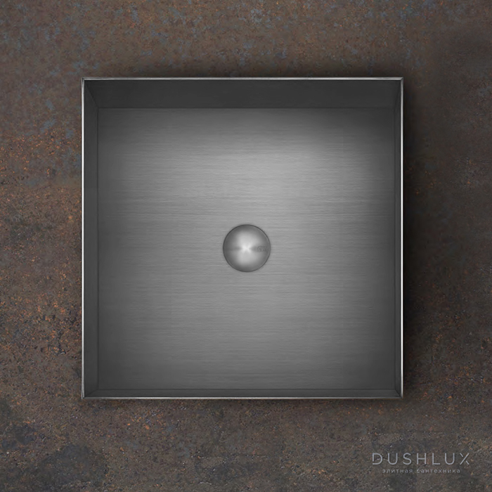 Фото Gessi 316 Раковина 40x40 см, без отв., для установки на столешницу, без перелива, нержавеющая сталь, цвет: Steel Brushed
