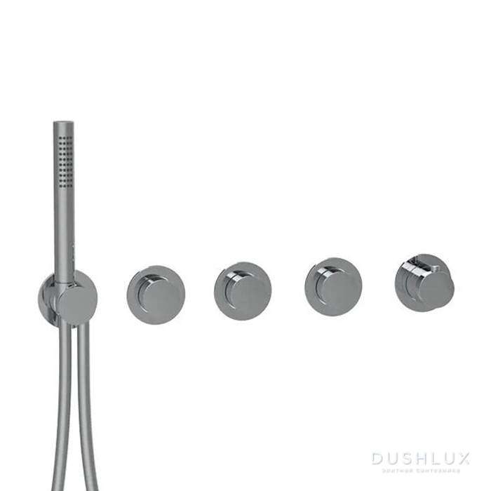 Фото Almar Modular PUSH Смеситель для душа, встраиваемый, термостатический, на 3 потребителя с модулем ручного душа, цвет: оружейный металл брашированный PVD