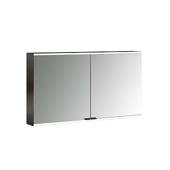 Emco Prime Зеркальный шкаф 120см., с подсветкой LED2 Facelift навесная модель, 2-дверки, IP 20, цвет черный зеркальная задняя стенка