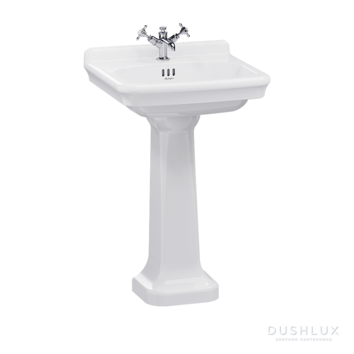 Фото Burlington Guild Раковина подвесная 56x51см, с 1 отв., с пьедесталом, цвет: белый
