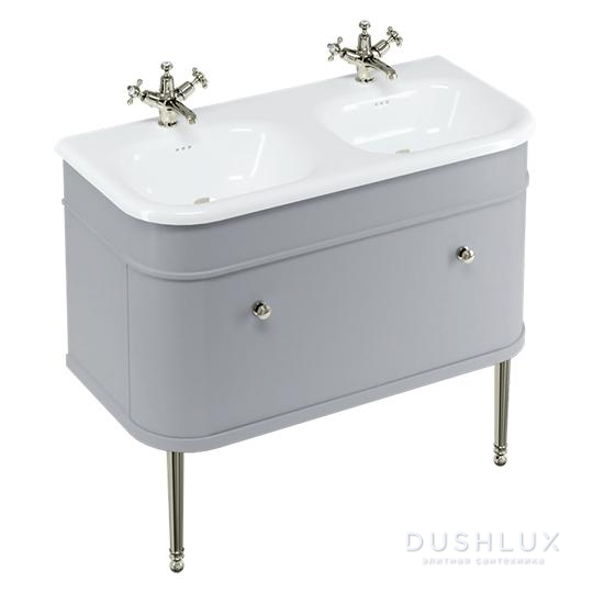 Фото Burlington Chalfont Тумба с раковиной, 100x48см., напольная, цвет: серый матовый/никель