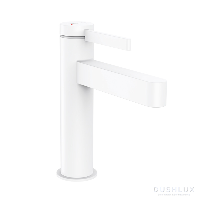 Фото Hansgrohe Finoris Смеситель для раковины, однорычажный, 110 со сливным клапаном Push-Open, цвет: матовый белый