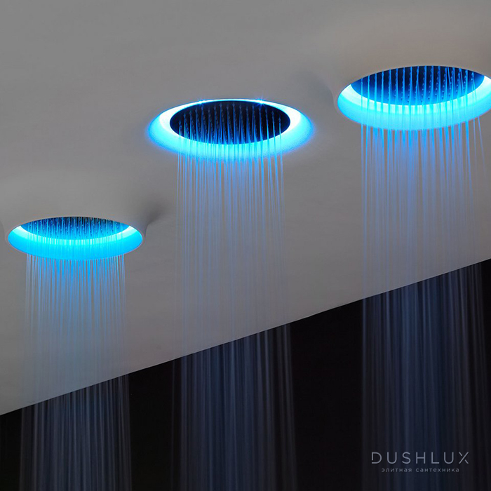 Фото Antonio Lupi Meteo Встраиваемый верхний душ, 62x62см, c LED подсветкой, цвет: нержавеющая сталь/белый