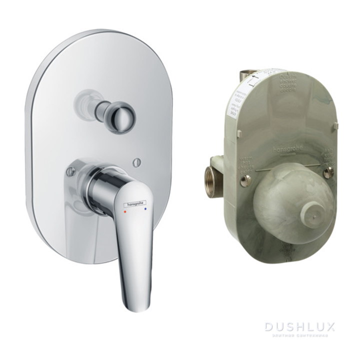 Фото Hansgrohe Logis E Встраиваемый смеситель для ванны с переключателем (внешняя + внутренняя части), цвет: хром