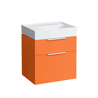 Laufen Kartell Комплект: Тумба и раковина810335, 595x455x615мм, с 2 выдвиж. ящиками, с сифоном, цвет: оранжевый глянцевый