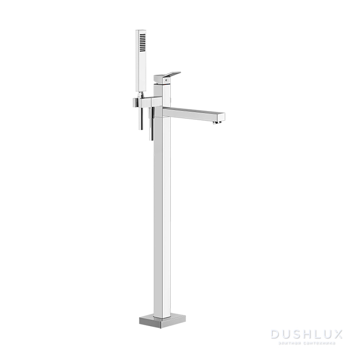 Фото Gessi Rettangolo Напольный смеситель для ванны с ручным душем, цвет: хром