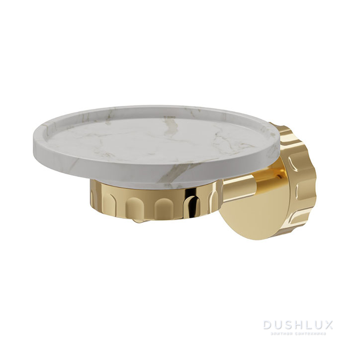 Фото Newform Ionika allure accessori Мыльница подвесная, белый мрамор, цвет: PVD glossy gold
