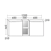 BurgBad Badu Зеркальный шкаф 150x31x66.5см, 2 светильника,2 выкл, 2 зерк двери, стойка с 1 полкой, стекл полки, цвет: серый
