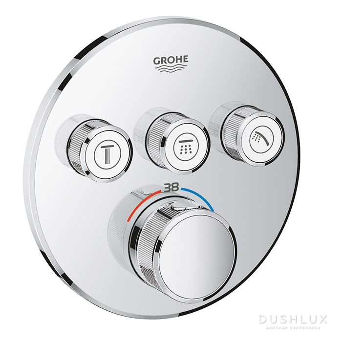 Фото Grohe Grohtherm SmartControl Термостат для встраиваемого монтажа на 3 выхода, цвет: хром