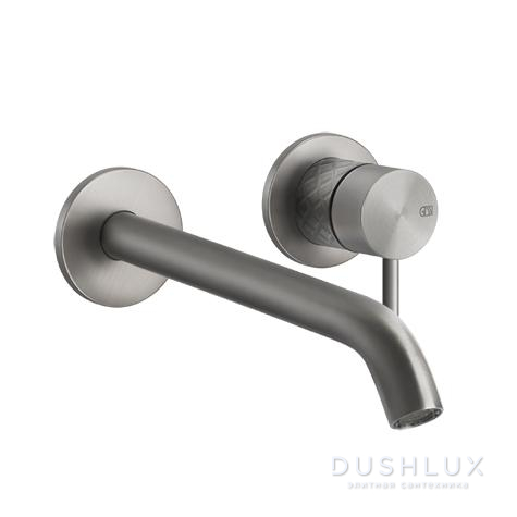 Фото Gessi Intreccio Встраиваемый однорычажный смеситель с изливом, без донного клапана, цвет: шлифованная сталь