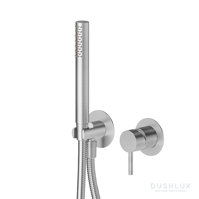Фото Newform X-Steel 316 Смеситель для душа, встраиваемый, с ручным душем и шлангом 150см., цвет: нержавеющая сталь