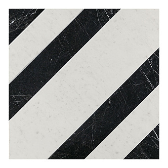Fap Roma Diamond Керамогранит 60x60см, универсальная, декор, цвет: righe carrara nero reale ins.