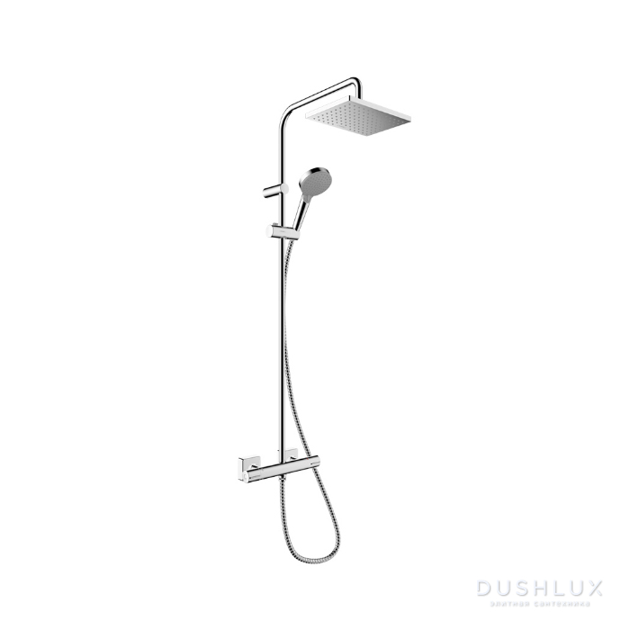 Фото Hansgrohe Vernis Shape Душевая система: стойка с верхним душем и термостатом, цвет: хром