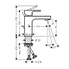 Hansgrohe Vernis Shape Смеситель для раковины 100, на 1 отв, с донным клапаном, излив 108мм, h88мм, цвет: хром
