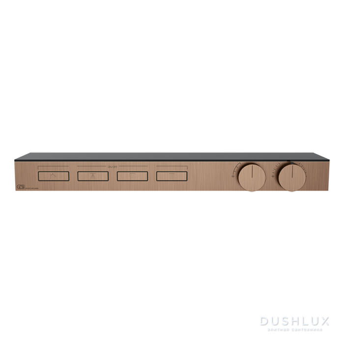 Фото Gessi Hi-Fi Термостат для душа, с вкл. до 4 источников одновременно, с полкой из черного мат. стекла, цвет: Copper Brushed PVD