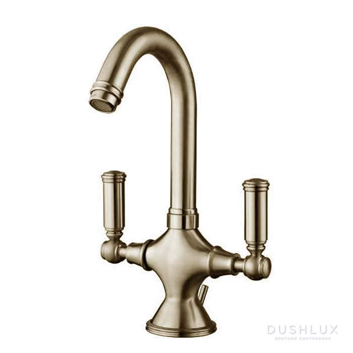 Фото Bossini Liberty Смеситель для раковины на 1 отв., с поворотным изливом и заглушкой 1”1/4, цвет: никель матовый