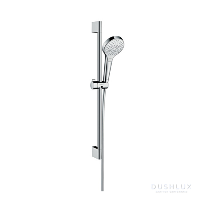 Фото Hansgrohe Croma Seleсt S Душевой набор: штанга 650mm, ручной душ 110, 3jet (SoftRain, IntenseRain, массажная), шланг, цвет: белый/хром