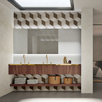 Oasis Eden Композиция №4 Комплект мебели подвесная 213x52.5см., цвет: Walnut Carved/белый/золото