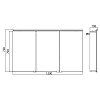 EMCO Flat Зеркальный шкаф 120x72.7см., LED-подсветка, 3 двери, 4 полки, розетка, с нижней подсветкой
