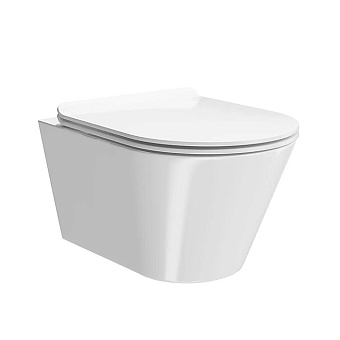 Kerama Marazzi Plaza Modern Унитаз 36x53см., подвесной, безободковый, с крепежом, цвет: белый глянцевый