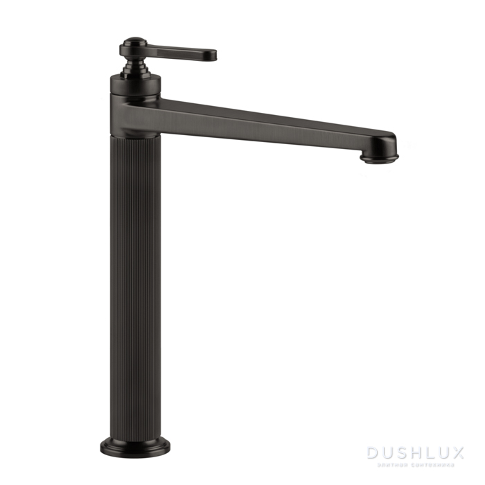 Фото Gessi Venti20 Смеситель для раковины, на 1 отв., высокий, с донным клапаном, цвет: Black Metal Brushed PVD