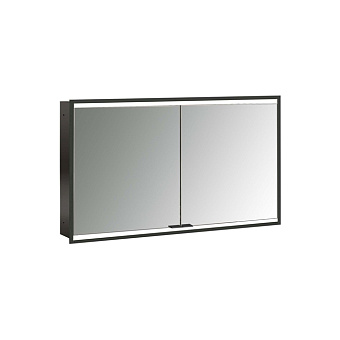 Emco Prime Зеркальный шкаф 120см., с подсветкой LED2 Facelift встраив. модель, 2-дверки, IP 20, цвет черный зеркальная задняя стенка