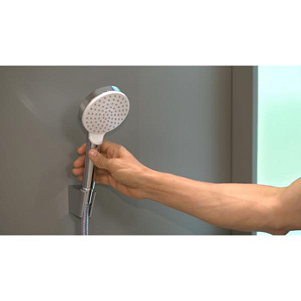 Hansgrohe Crometta Душевой набор: ручной душ 100 1jet EcoSmart, с держателем и шлангом 125 см, цвет: белый/хром