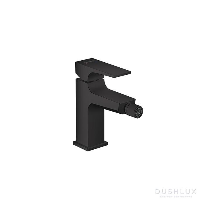 Фото Hansgrohe Metropol Смеситель для биде на 1 отв, с донным клапаном, излив 129мм, цвет: черный матовый