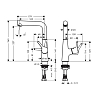 Hansgrohe Talis S Смеситель для раковины 210, на 1 отв, с донным клапаном, поворотный излив 162мм, h227мм, цвет: хром