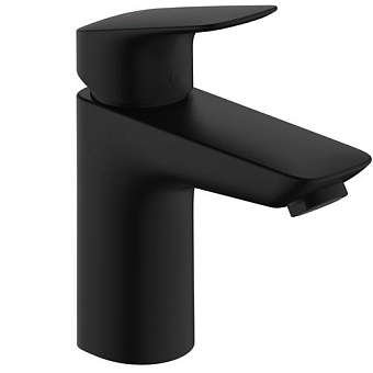 Hansgrohe Logis Смеситель для раковины 100, однорычажный, со сливным гарнитуром, цвет: матовый черный