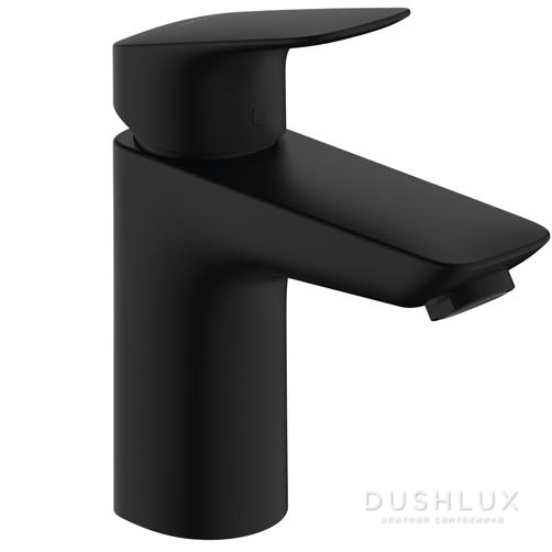 Фото Hansgrohe Logis Смеситель для раковины 100, однорычажный, со сливным гарнитуром, цвет: матовый черный