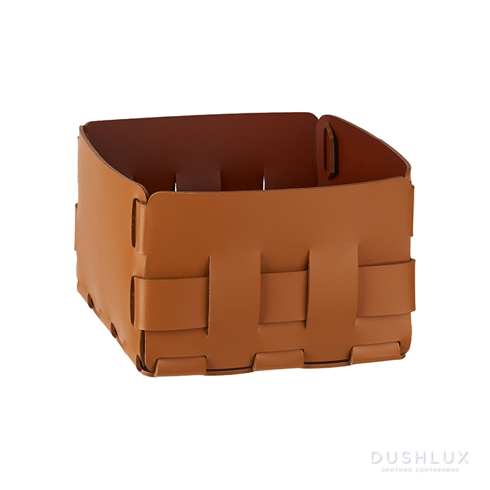 Фото Colombo Adj Корзинка Mini Bottega, 19x19H13 см, цвет: коньяк/бордо