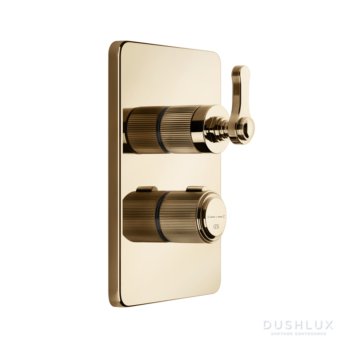 Фото Gessi Venti20 Смеситель для душа, встраиваемый, термостатический, с запорным вентилем, цвет: Warm Bronze PVD