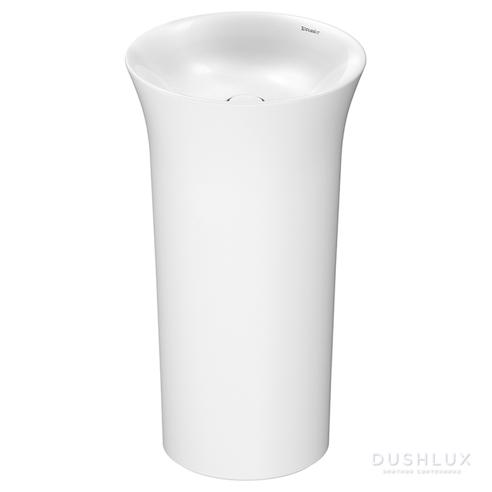 Фото Duravit White Tulip Раковина напольная Ø50х h90 см, без перелива, без отв., WonderGliss, сифон, слив в стену, цвет: белый