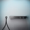 Gessi Hi-Fi Термостат для душа, с вкл. до 2 источников одновременно, с полкой из черного мат. стекла, цвет: Black Metal Brushed PVD