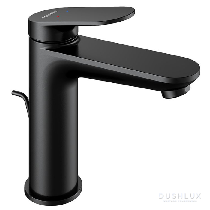 Фото Duravit Wave Смеситель для раковины, 1 отв., с донным клапаном, цвет: черный матовый