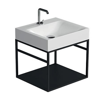 Kerasan Cento Стальная структура 50x45см, с раковиной на 1 отв,, подвесная, с металлической полкой, цвет: черный матовый