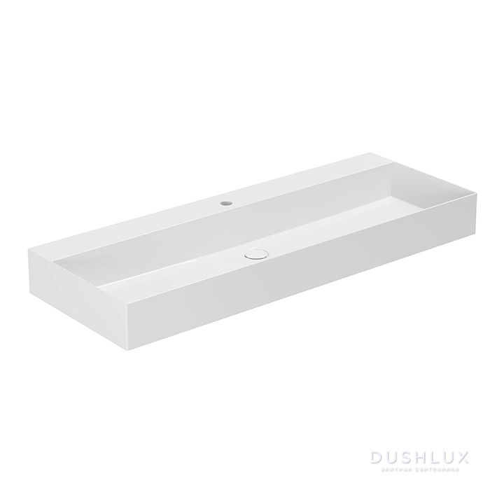 Фото Azzurra Elegance Squared Раковина подвесная/накладная 122x45см., c 1 отв., цвет: белый