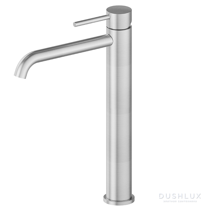 Фото Newform X-Steel 316 Смеситель для раковины, высокий, 1 отв., без донного клапана, цвет: нержавеющая сталь