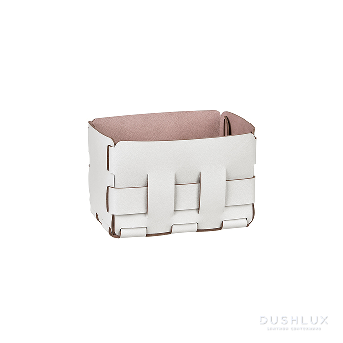 ADJ Корзинка Mini Bottega, 12x19xH13 см., цвет: устричный/пепельная роза