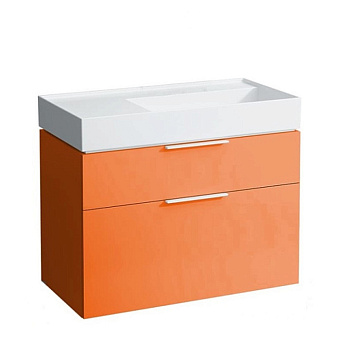 Laufen Kartell Тумба с раковиной, 89.5x45.5x61.5см, с 2 выдвижными ящиками, с сифоном, цвет: оранжевый глянцевый